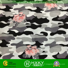 Tissu en mousseline de soie imprimée par polyester de camouflage combiné de fleur